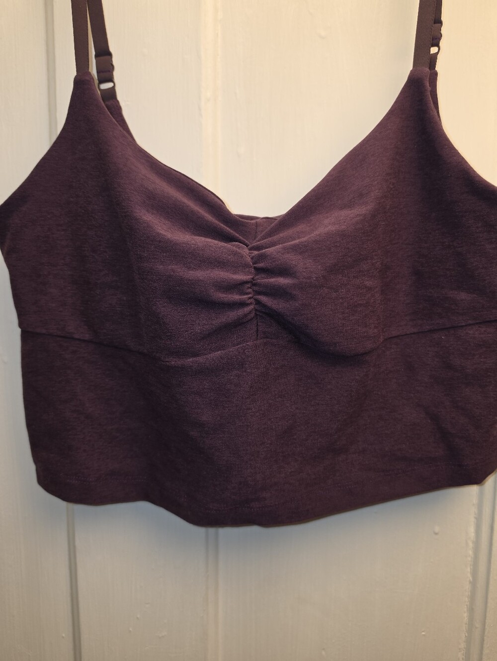 Beyond Yoga Raise The Barre Shirred Crop Top In hesthered Purple